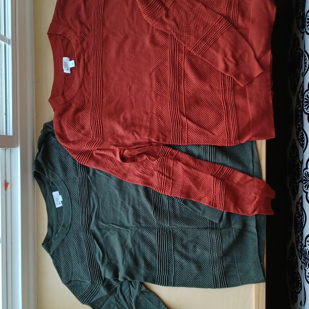 Bundle Market & Spruce Rowan Textured Cotton Blend Pullover x2 Stitch Fix